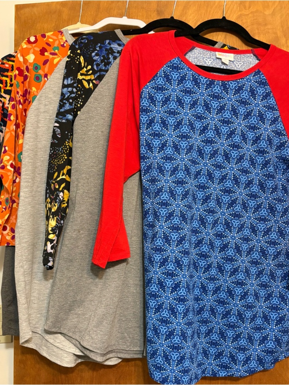 Lot of 4 Women’s XL LuLaRoe Randy Raglan 3/4 sleeve shirts